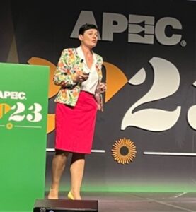 Me talking about GaN Hemt at APEC 23, the only topic - apart from my grandchildren and dogs - I can talk about for a really long time.